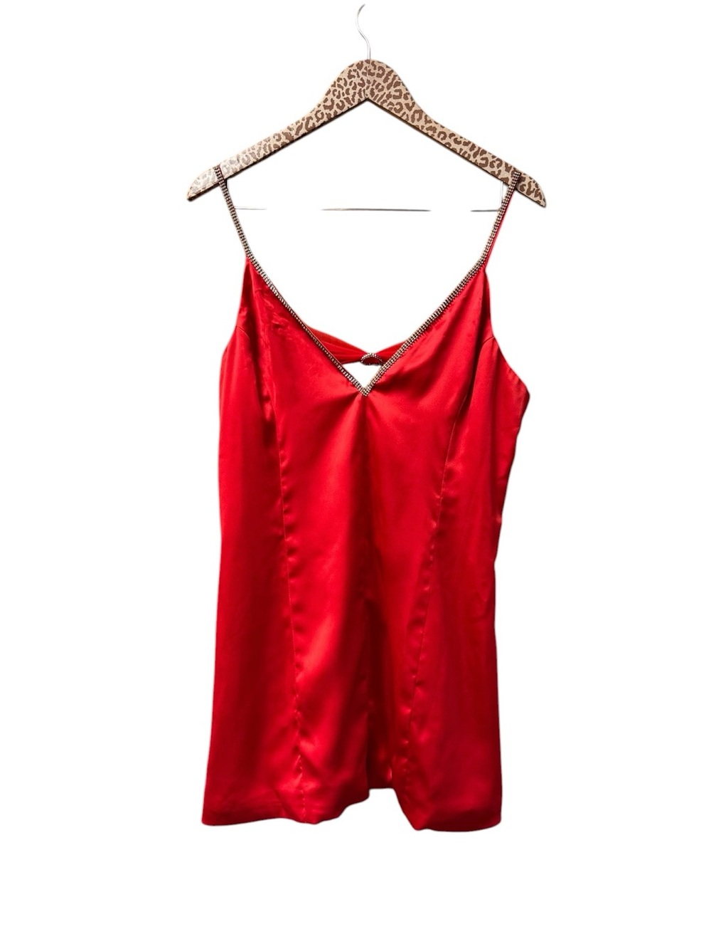 Sugar Thrillz Do It For Love Satin Rhinestone Sleeveless Mini Dress Red XXL NEW